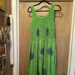 Rima  Beautiful Maxi smocked top maxi  dress green and blue great sundress